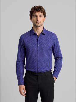 Reid & Taylor - Men Indigo Printed Pure Cotton Shirt