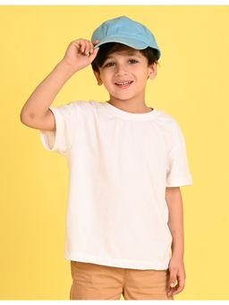 Nusyl - Boys White Solid Oversized T-Shirt