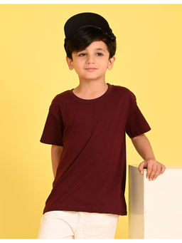 Nusyl - Boys Wine Solid Oversized T-Shirt