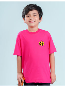 Nusyl - Boys Pink Solid Oversized T-Shirt