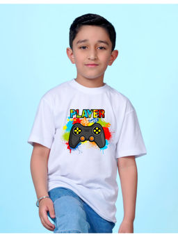 Nusyl - Boys White Graphic Oversized T-Shirt