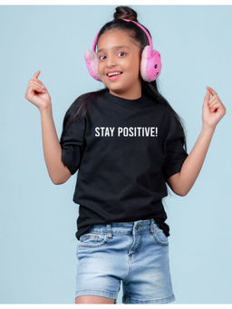 Nusyl - Girls Black Printed Oversized T-Shirt