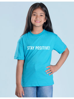 Nusyl - Girls Sky Blue Printed Oversized T-Shirt