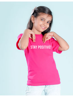 Nusyl - Girls Hot Pink Printed Oversized T-Shirt