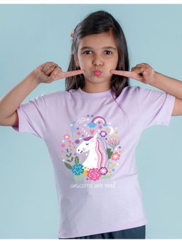 Nusyl - Girls Purple Graphic Oversized T-Shirt