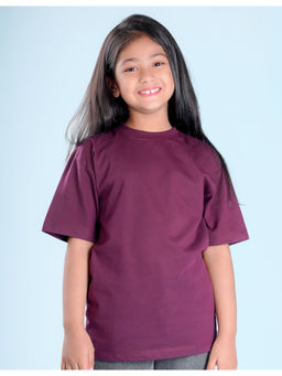 Nusyl - Girls Dark Purple Graphic Oversized T-Shirt