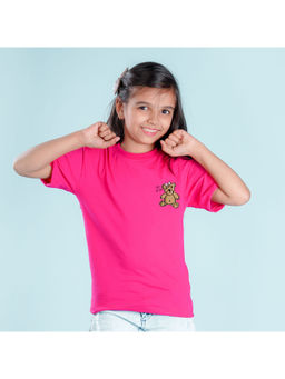 Nusyl - Girls Hot Pink Solid Oversized T-Shirt