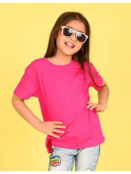 Nusyl - Girls Pink Chibi Anime Faces Graphic Oversized T-Shirt