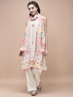 Shree - Women Silk Blend Multi-Colour Mughal Print Kurta with Pant & Dupatta