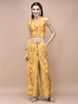 Shree - Women Liva Mustard Print Co-Ord Set