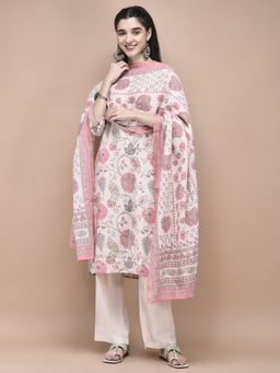 Shree - Women Linen Multi-Colour Calico Print Kurta with Pant & Dupatta