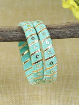 Asthetika Kids - Gota Pati Thread Bangles Green (Set of 2)