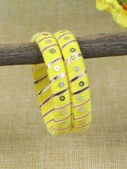 Asthetika Kids - Gota Pati Thread Bangles Yellow (Set of 2)