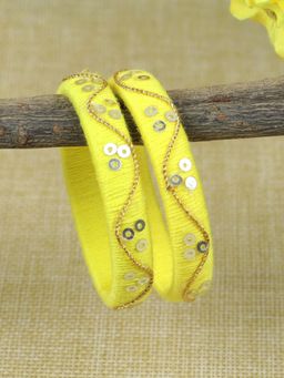 Asthetika Kids - Taara with Golden Thread Bangles Yellow (Set of 2)