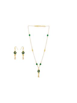 Ribbon Candy - A Festive Green Beaded Earrings & Green Bead Necklace (Set Of 2)