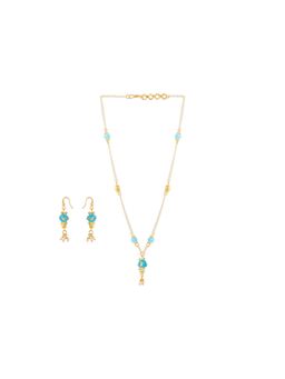 Ribbon Candy - A Festive Blue Beaded Earrings & Green Bead Necklace (Set Of 2)