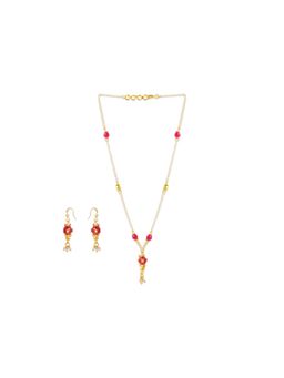 Ribbon Candy - A Festive Red Beaded Earrings & Green Bead Necklace (Set Of 2)