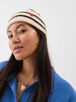 Accessorize London - Women Black Striped Beanie