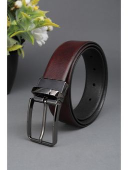 Van Heusen - Men Maroon Textured Formal Belt