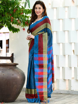 Beatitude - Multicolor Handloom Cotton Saree with Unstitched Blouse