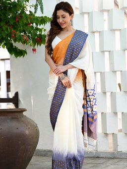 Beatitude - Multicolor Traditional Handloom Cotton Tangail Saree with Unstitched Blouse