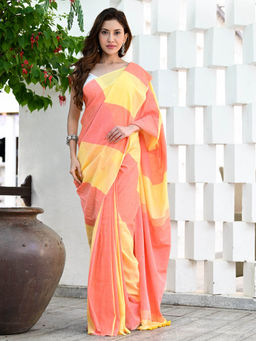 Beatitude - Multicolor Handloom Cotton Saree with Unstitched Blouse