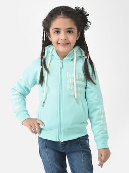 CRIMSOUNE CLUB - Girls Aqua Blue Sweatshirt with Typographic Detail