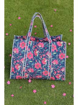 House of Gulab - Multicolor Floral Printed Quilted Tote Bag