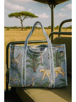 House of Gulab - Multicolor Handblock Printed Quilted Tote Bag