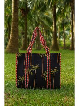 House of Gulab - Black Block Printed Quilted Tote Bag