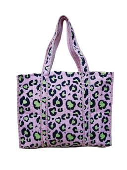 House of Gulab - Teal Handblock Printed Quilted Tote Bag