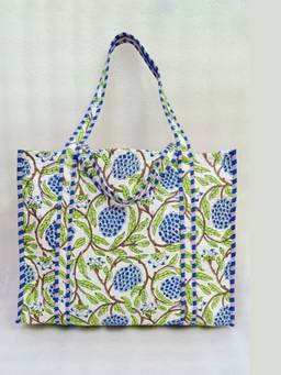 House of Gulab - Multicolor Handblock Printed Quilted Tote Bag