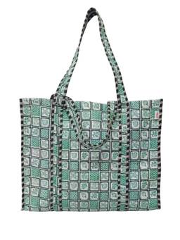 House of Gulab - Navy Blue Graphic Printed Quilted Tote Bag