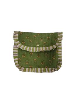 House of Gulab - Olive Handcrafted Quilted Passport, Card and Cash Holder