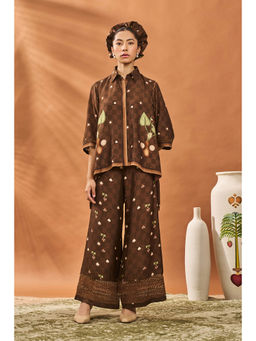 Masaba - Brown Checkers Bloom Tunic with Palazzo (Set of 2)