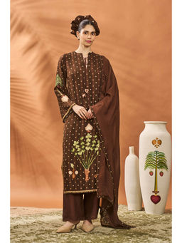 Masaba - Brown Kurta with Palazzo and Dupatta (Set of 3)