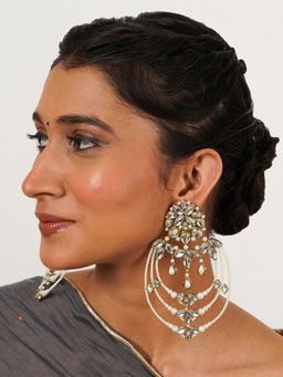 BeAbhika - Classic Kundan and Pearl Drop Chand Bali