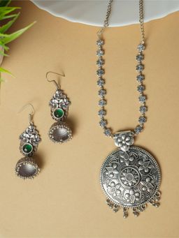 VIRAASI - Oxidized Jewelry Necklace with Earrings