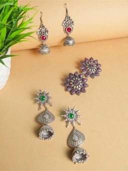 VIRAASI - Oxidized Jewelry Necklace with Earrings