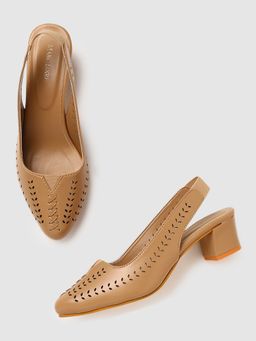 Marc Loire - Women Tan Self Design Block Sandals