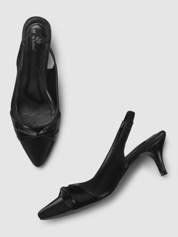 Marc Loire - Women Black Solid Kitten Pumps