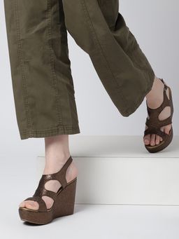 Marc Loire - Women Copper Round Toe Wedge Sandals