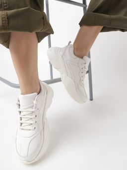 Marc Loire - Women Smart Casual Lace Up White Sneakers