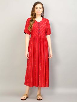 Shree - Women Muslin Red Printed Dress