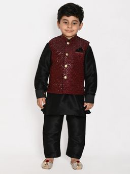 Pehanaava - Boys Ethnic Festive Hand Embroidery Waistcoat Kurta & Pyjama (Set of 3)