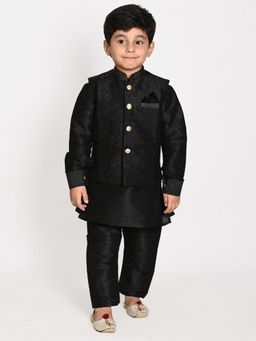 Pehanaava - Boys Ethnic Festive Hand Embroidery Waistcoat Kurta & Pyjama (Set of 3)