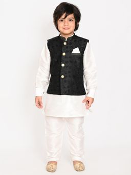 Pehanaava - Boys Ethnic Festive Hand Embroidery Waistcoat Kurta & Pyjama (Set of 3)