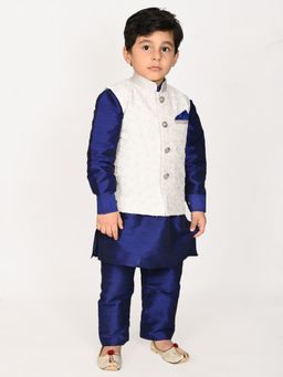 Pehanaava - Boys Ethnic Festive Hand Embroidery Waistcoat Kurta & Pyjama (Set of 3)