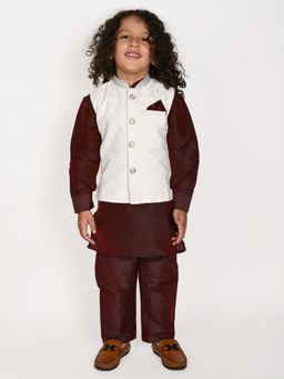 Pehanaava - Boys Ethnic Festive Hand Embroidery Waistcoat Kurta & Pyjama (Set of 3)