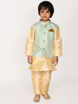 Pehanaava - Boys Ethnic Festive Waistcoat Silk Blend Kurta & Pyjamas (Set of 3)